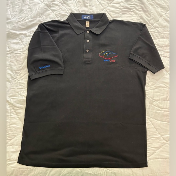 Volvo S40 V40 Polo Shirt Mens Large Black Cotton Embroidered Multi Color Logo - Picture 2 of 9